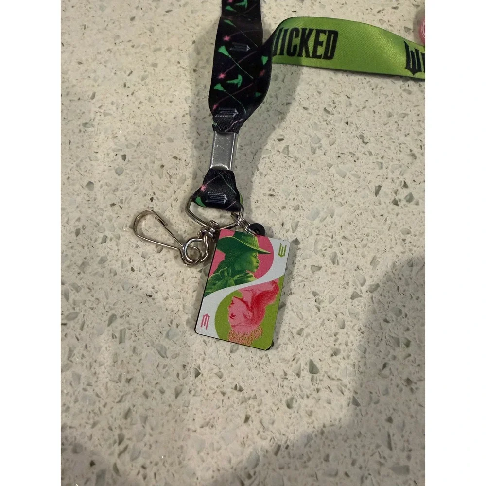 Official Universal Wicked Movie Lanyard ID Holder & 4-Character Trading Pin Set